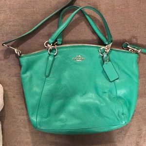 Green Coach Handbag w/crossbody Strap